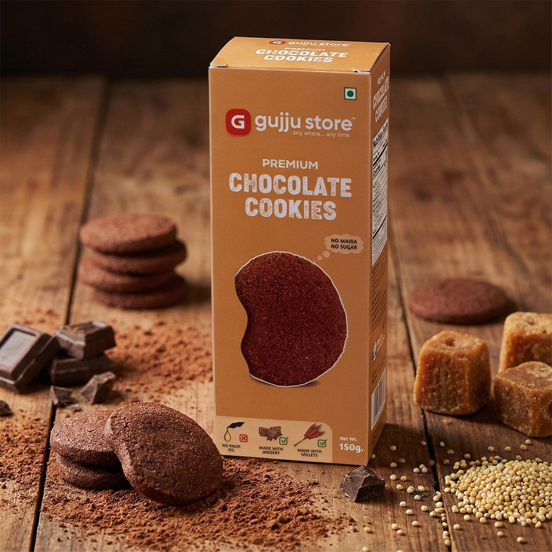 Gujju Store Chocolate Cookies – Wholesome Indulgence with Millets | 150g.