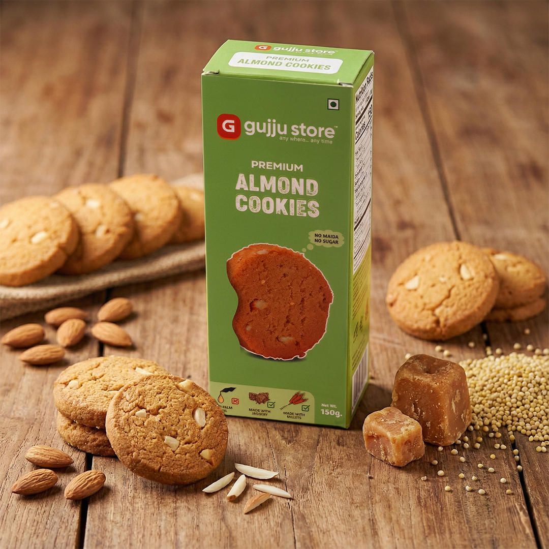 Gujju Store Almond Cookies – Wholesome Goodness in Every Bite | 150g.