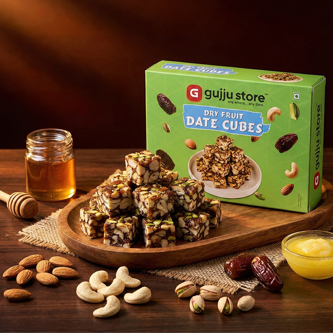 Dry Fruit Date Cubes | Gujju Store | 500g.