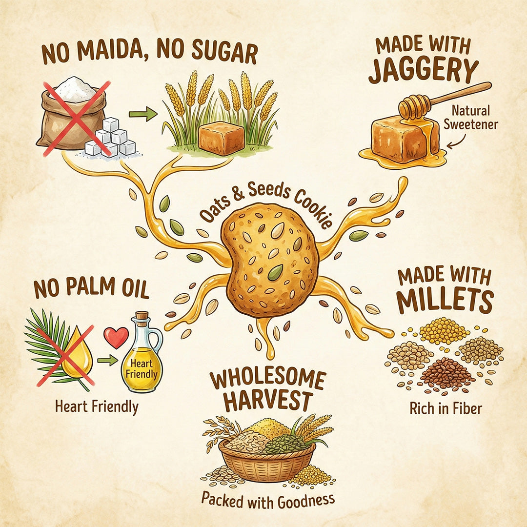 Gujju Store Oats & Seeds Cookies – Wholesome Goodness in Every Bite | 150g.