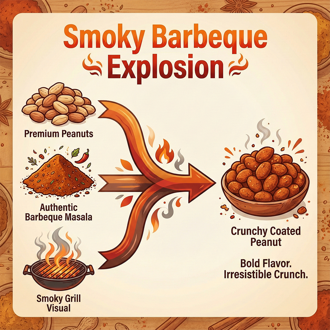 Barbeque Coated Peanuts – Roasted, Crunchy & Flavor-Packed | Gujju Store | 90g.