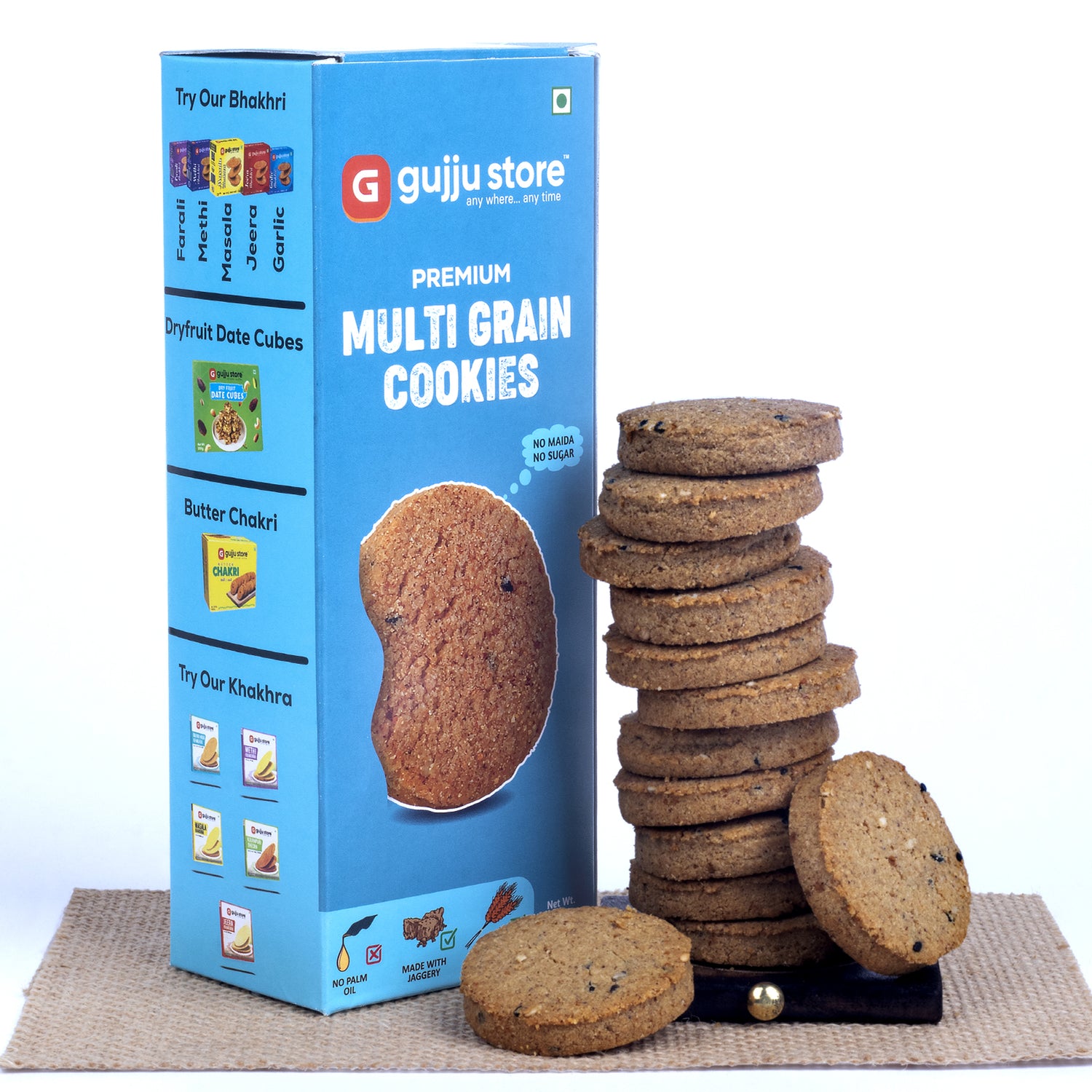 Gujju Store Premium Cookies Combo – 5 Flavours – No Maida, No Sugar – 150g Each