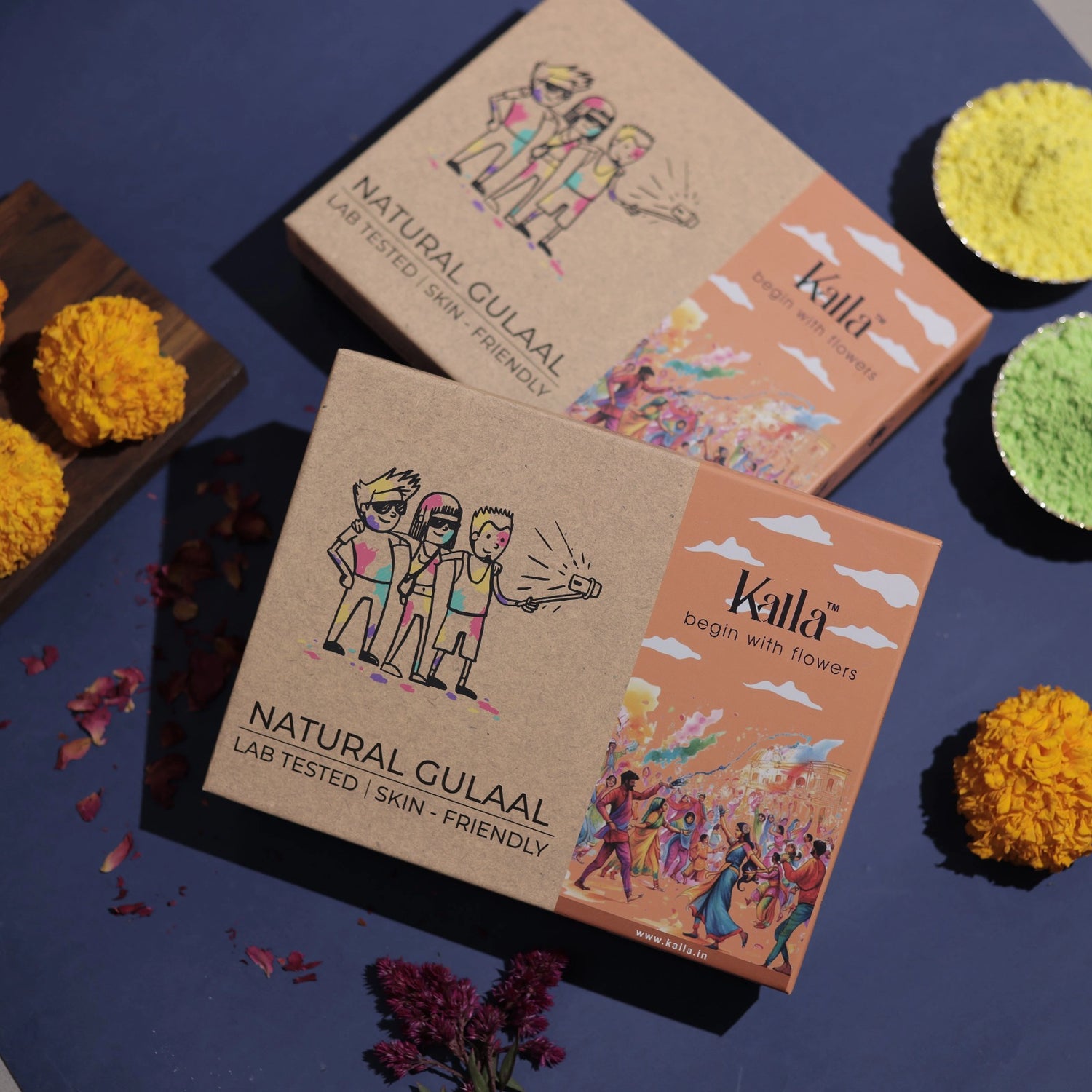 Kalla Natural Holi Gulaal, Skin Friendly, Lab Tested, No Chemicals, Made From Flowers